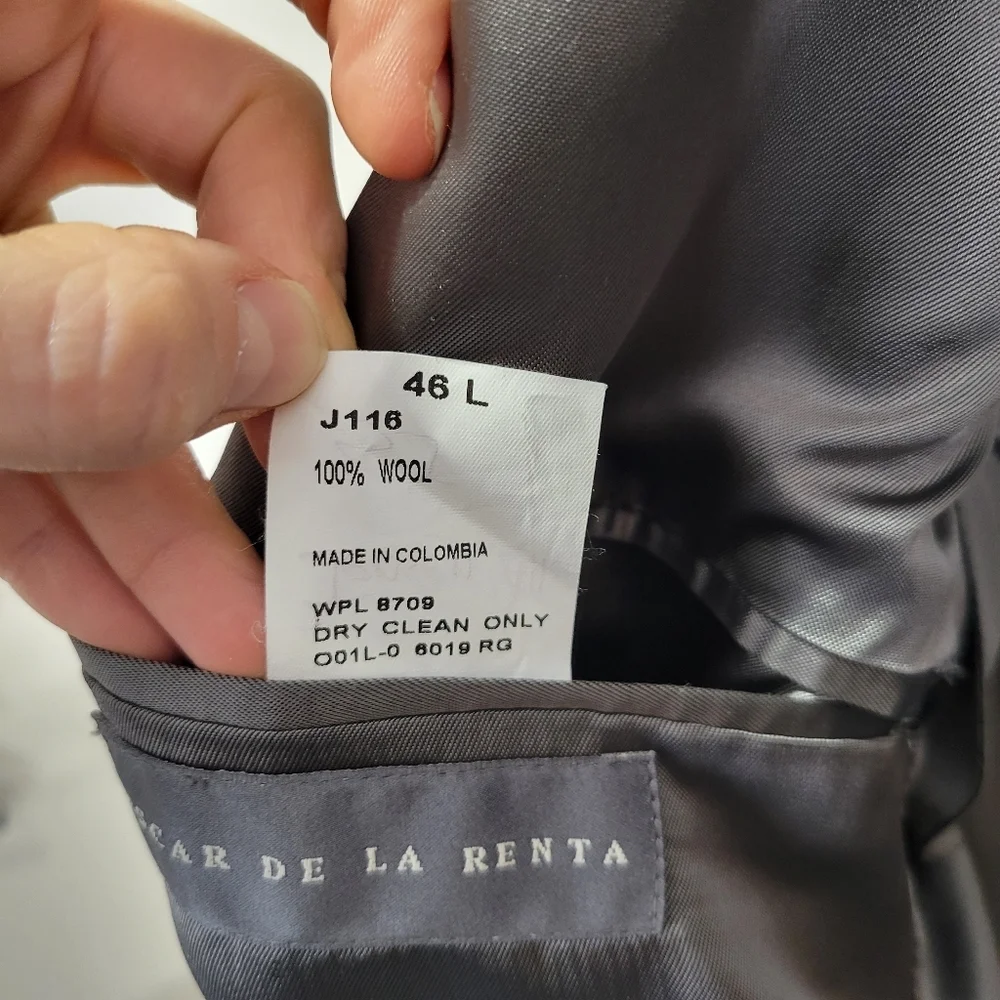 Oscar De La Renta Mens 100% Wool Blazer Gray 46L Sport Coat